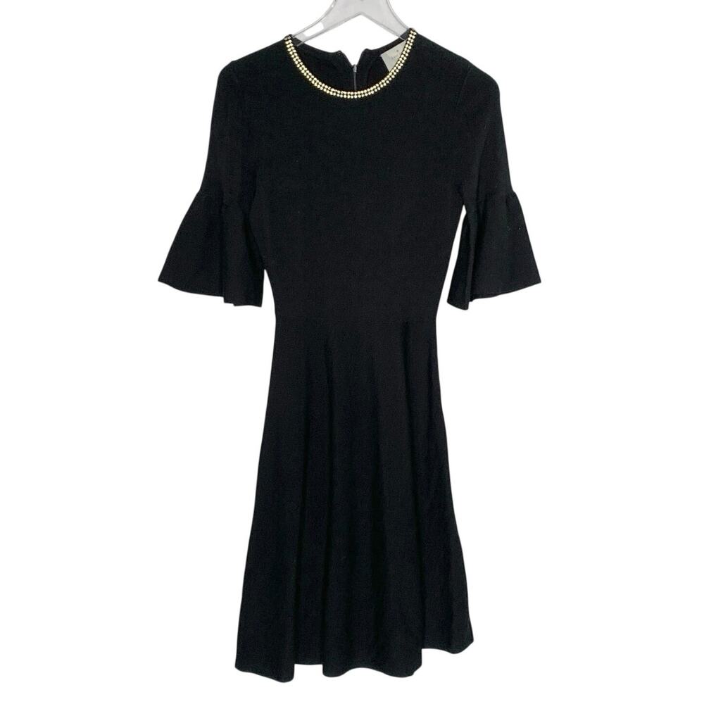 Kate Spade Ma Cherie Embellished Sweater Dress S Fit Flare Jeweled Collar